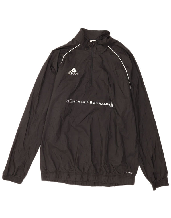 Adidas Mens Clima Proof Graphic Zip Neck Pulôver Treino Top Grande Preto