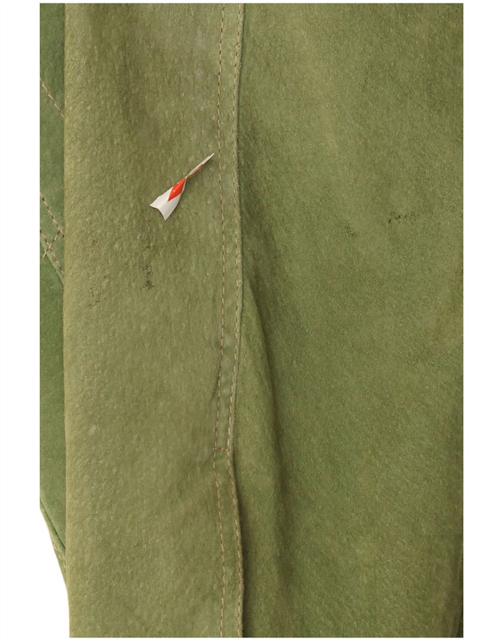 Jaqueta bomber masculina de camurça Engbers EU 50 grande couro verde