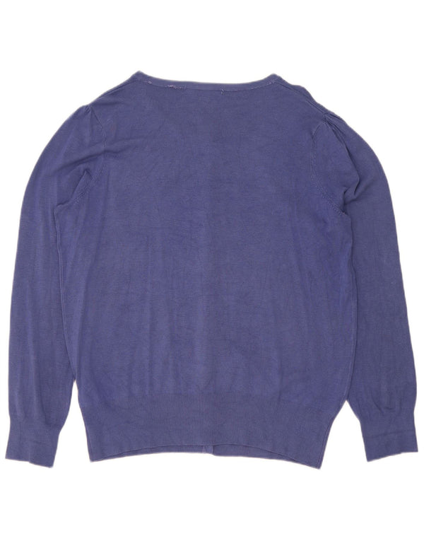 Suéter cardigã feminino Marks & Spencer UK 16 grande viscose azul