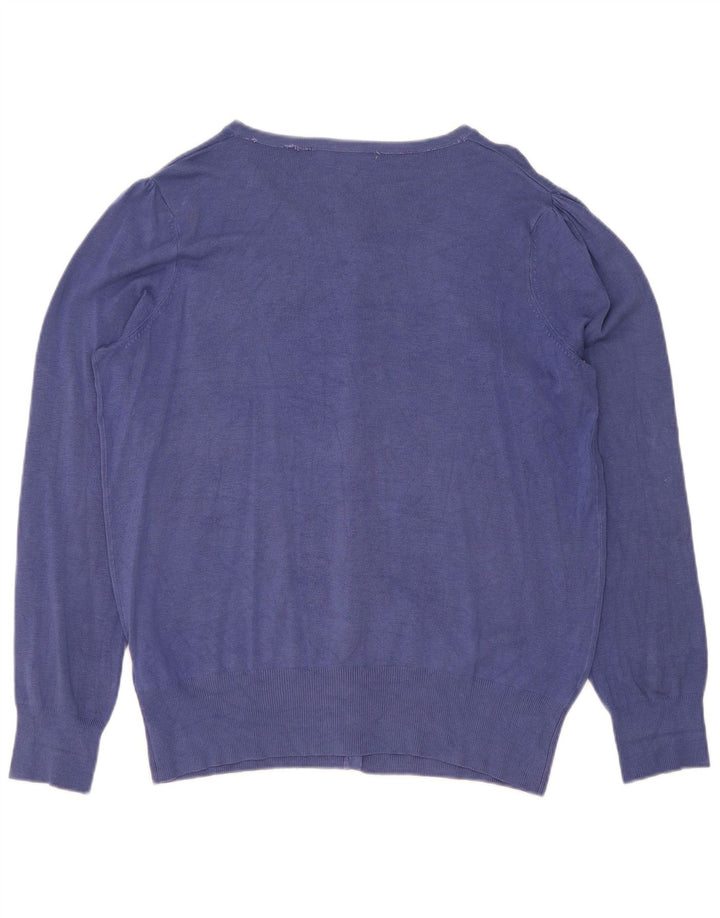 Suéter cardigã feminino Marks & Spencer UK 16 grande viscose azul