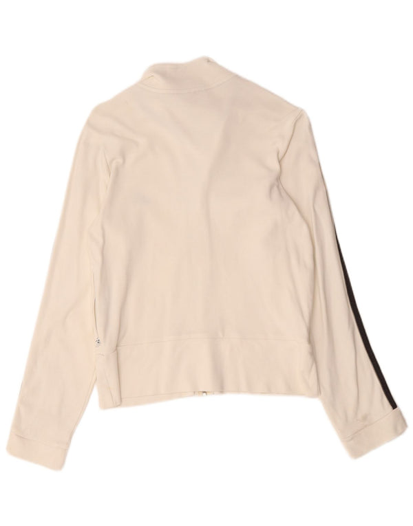 Adidas Womens Tracksuit Top Jacket UK 12 Médio Algodão Branco