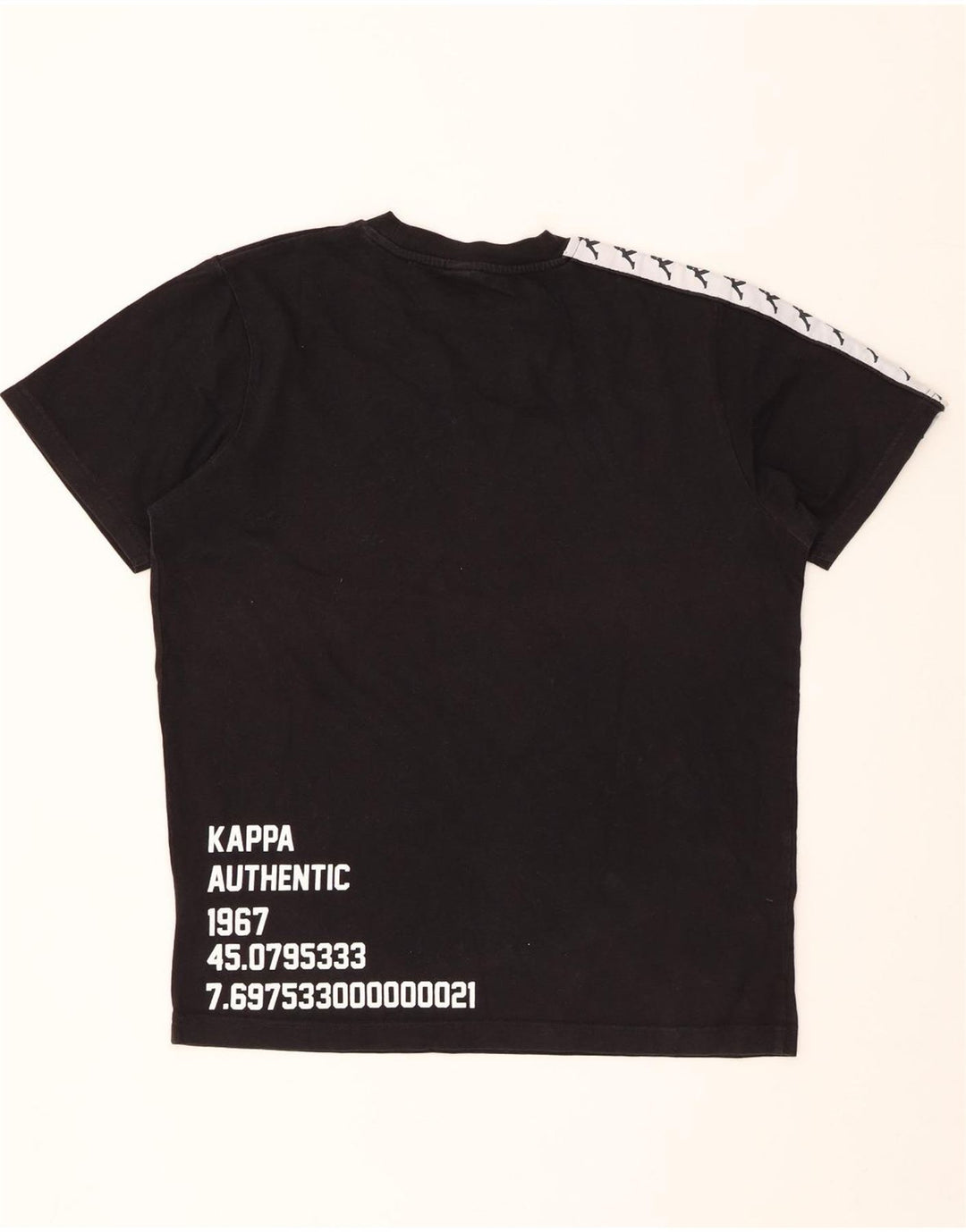 Camiseta gráfica masculina KAPPA Top médio preto colorblock algodão