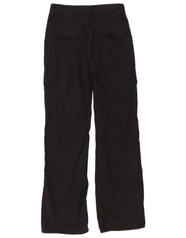 Calça cargo feminina Zara com perna larga EU 34 2XS W24 L31 algodão preto