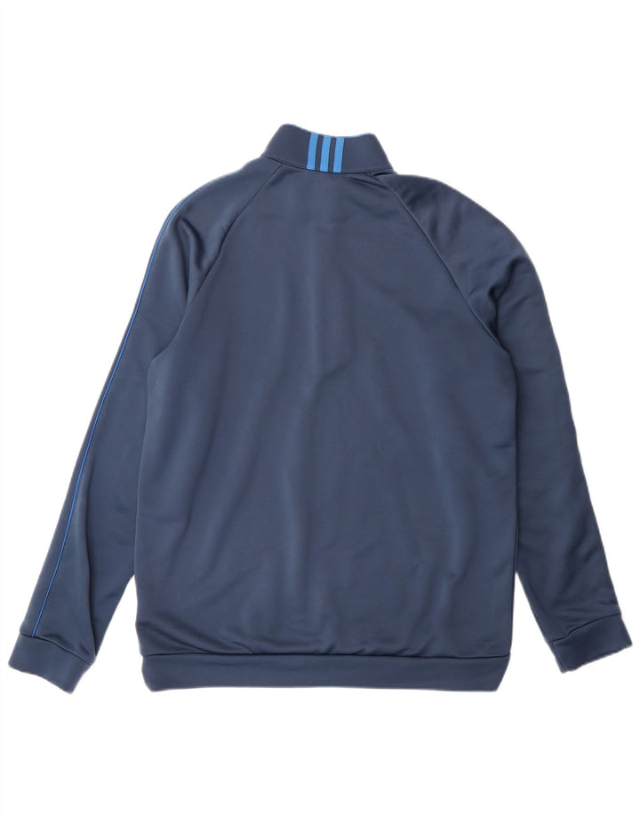 Adidas Mens Climalite Zip Neck Pullover Treino Top Médio Azul Poliéster