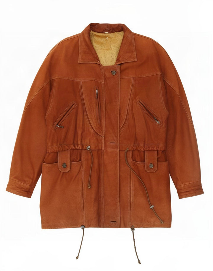 Jaqueta de couro masculina vintage UK 40 grande marrom