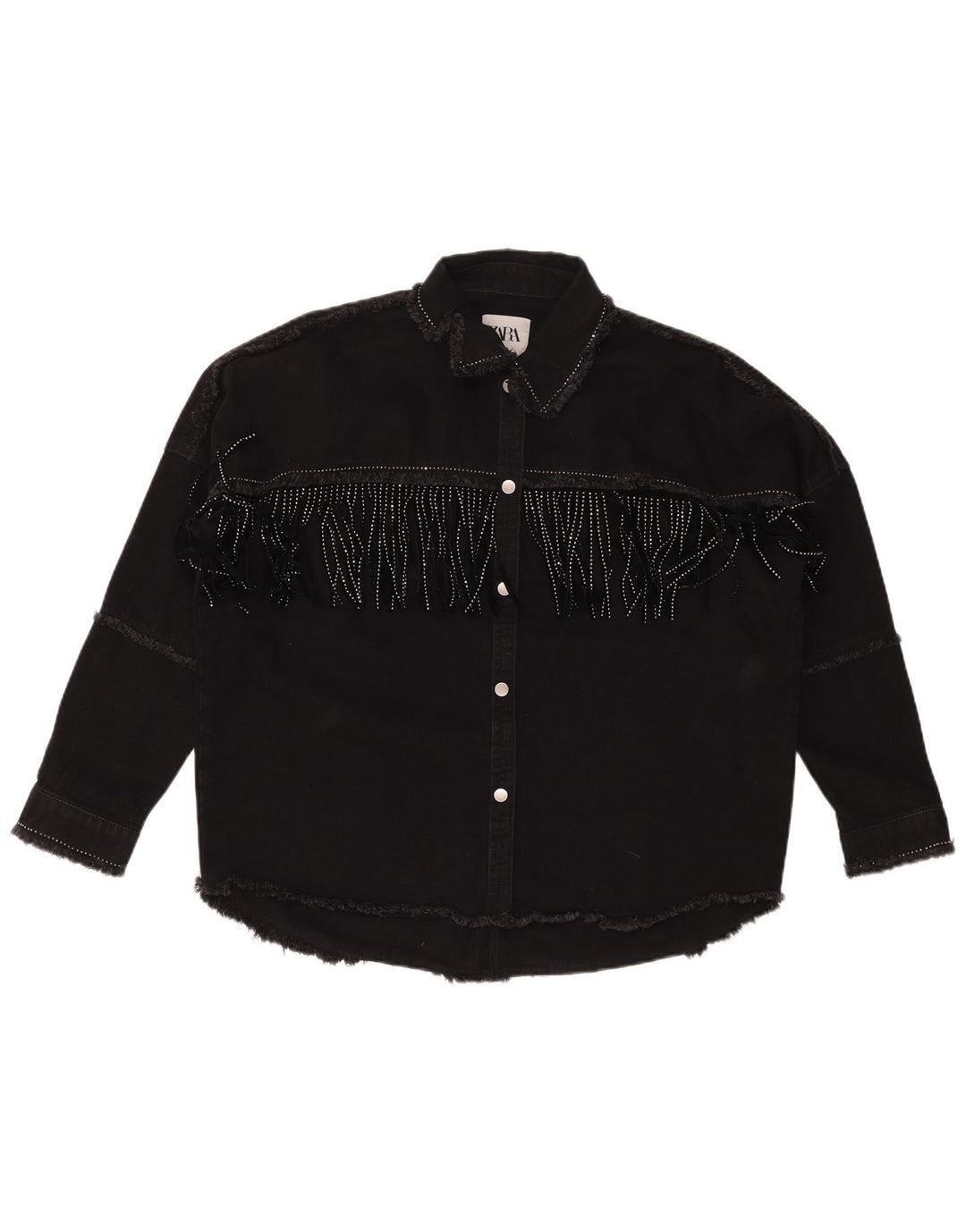 ZARA Jaqueta jeans feminina oversized UK 6 XS algodão preto