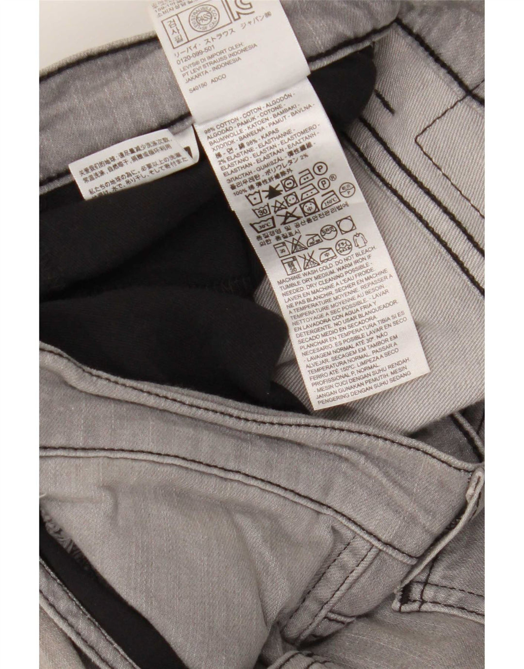 Calça jeans masculina Levi's 511 Tapered Slim W34 L32 cinza algodão