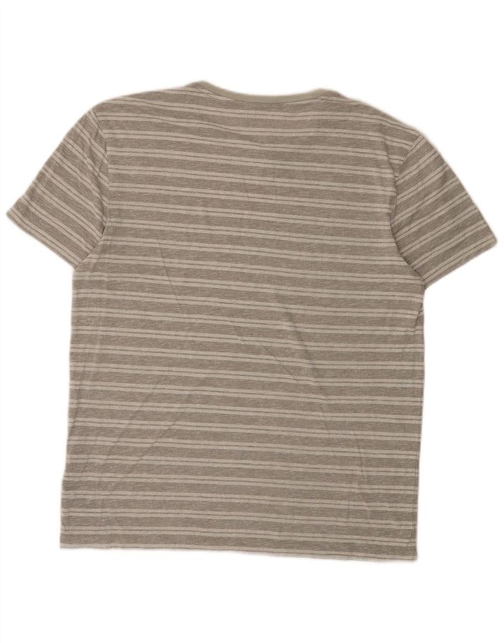 Camiseta masculina All Saints Top cinza médio listrado algodão
