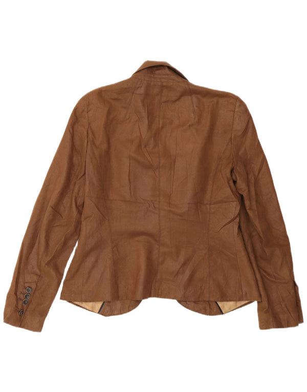 Jaqueta blazer feminina Zara com 1 botão Reino Unido 14 grande poliéster marrom