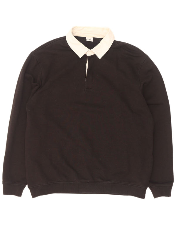 Camisa polo masculina de rugby de manga comprida Zara XL preto algodão