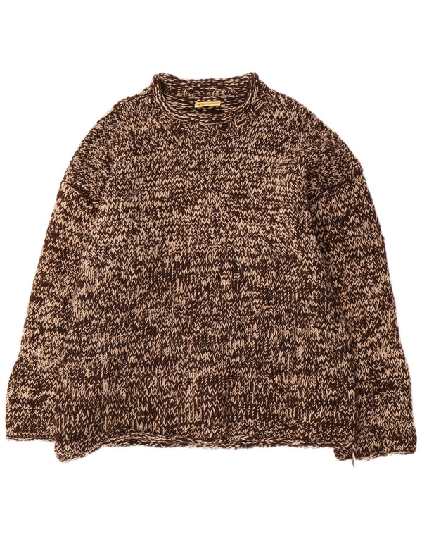 Pachamama Mens Handmade Turtle Neck Jumper Sweater Large Brown Flecked Wool