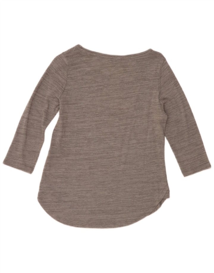 Top feminino Marks & Spencer manga 3/4 Reino Unido 10 viscose manchada cinza pequena