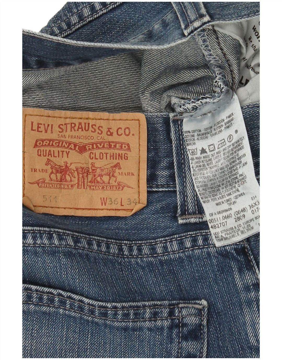 Calça jeans feminina Levi's 511 Slim W36 L27 azul algodão