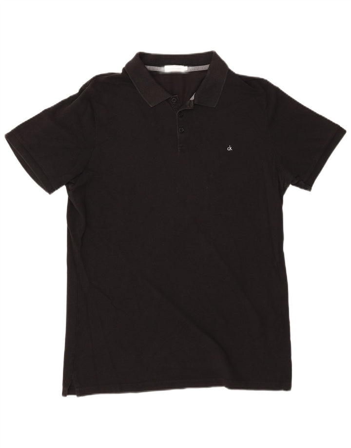 Camisa polo masculina Calvin Klein Jeans grande algodão preto
