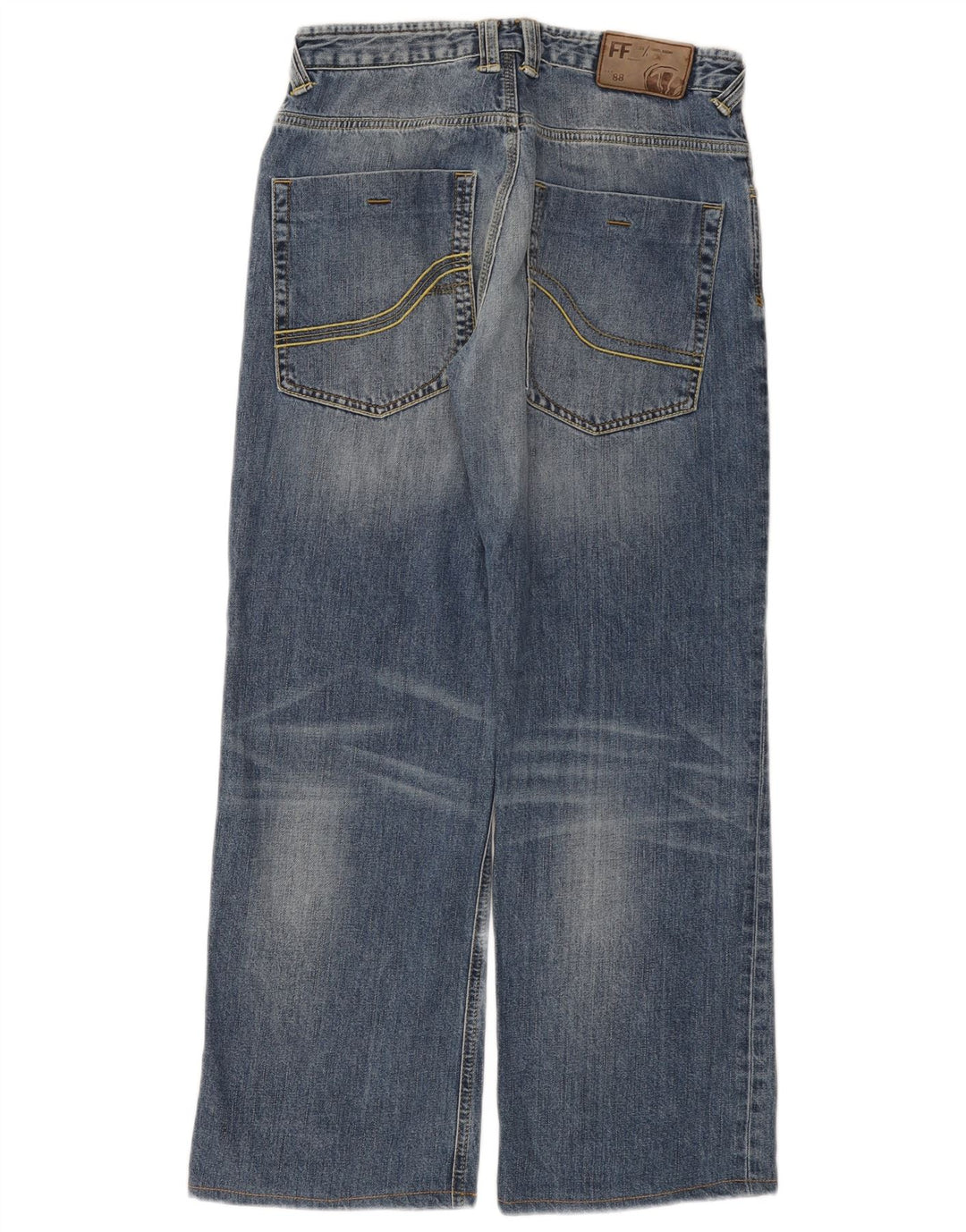Calça jeans masculina Fat Face de perna larga W30 L29 algodão azul
