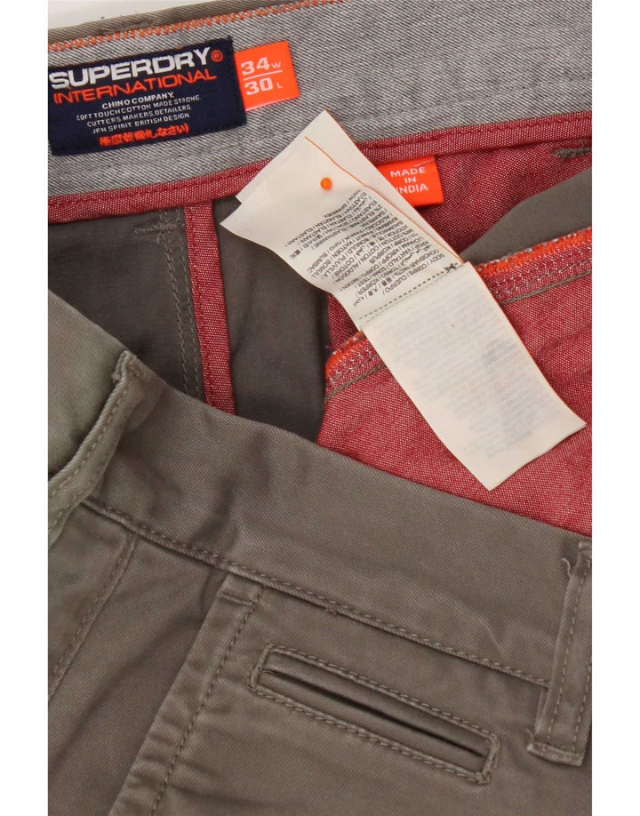 Calça cargo slim masculina Superdry W34 L30 algodão cáqui