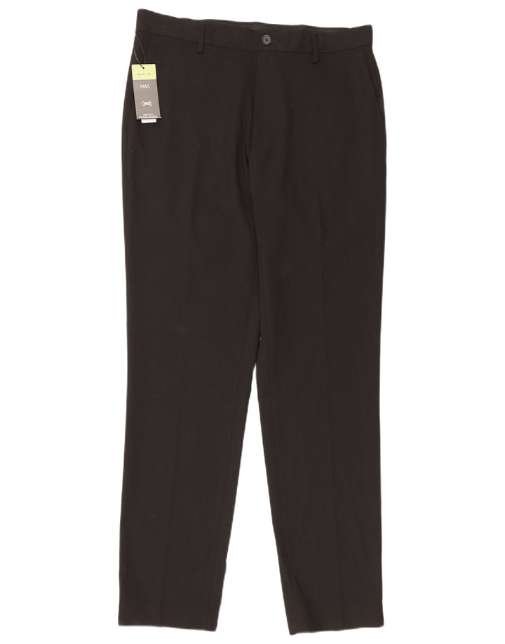 Calça Chino Masculina Slim Fit Marks & Spencer W32 L31 Poliéster Preto