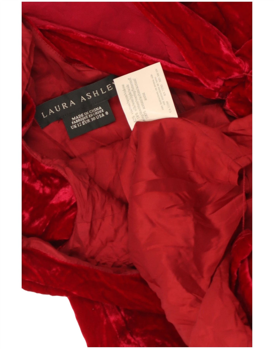 LAURA ASHLEY Vestido maxi feminino de veludo com ombro de fora Reino Unido 12 vermelho médio