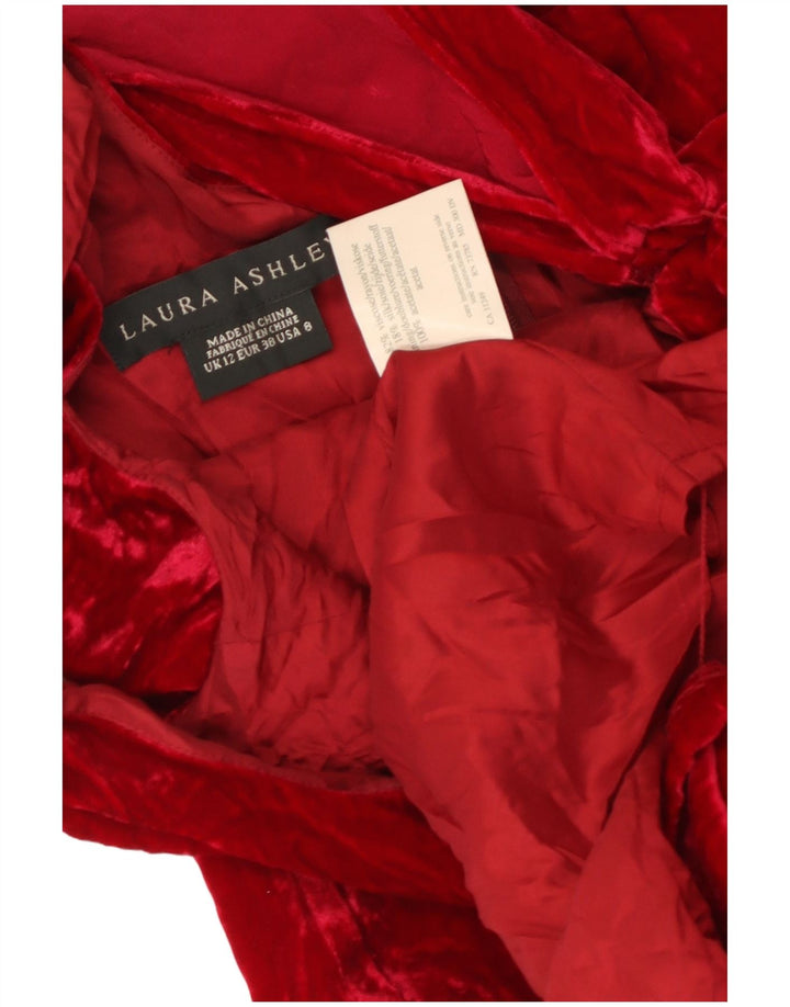 LAURA ASHLEY Vestido maxi feminino de veludo com ombro de fora Reino Unido 12 vermelho médio