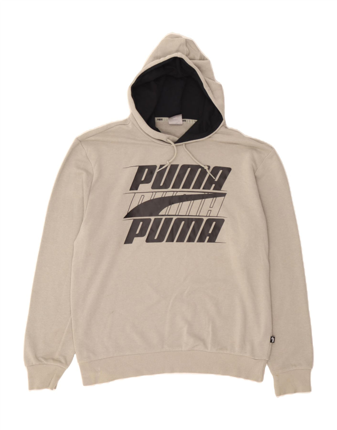 PUMA Mens Graphic Hoodie Jumper Medium Off White Cotton Vintage Puma and Second-Hand Puma from Messina Hembry 