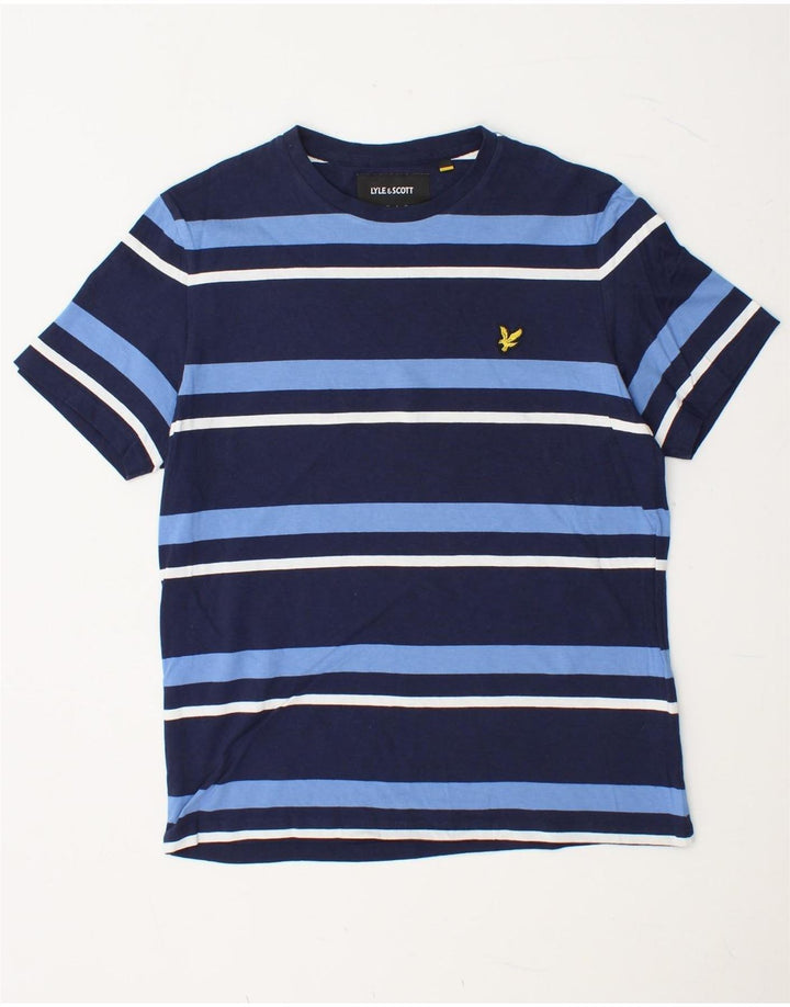 Camiseta masculina LYLE & SCOTT Top médio de algodão listrado azul marinho