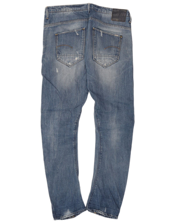 Calça jeans masculina G-Star 3D Arc desgastada cônica W27 L28 algodão azul