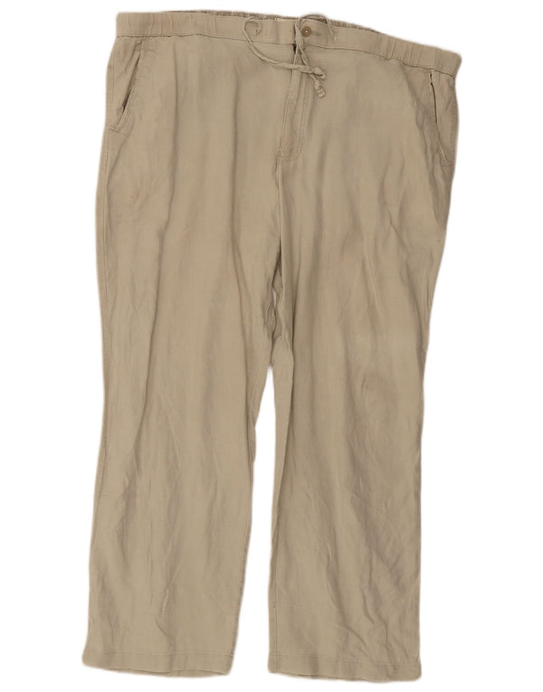 Calça chino reta masculina Marks & Spencer W44 L29 linho bege