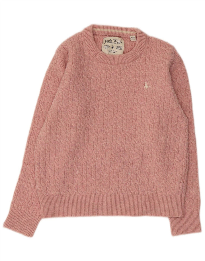 JACK WILLS Suéter feminino com gola canoa, Reino Unido, 14, grande, lã rosa