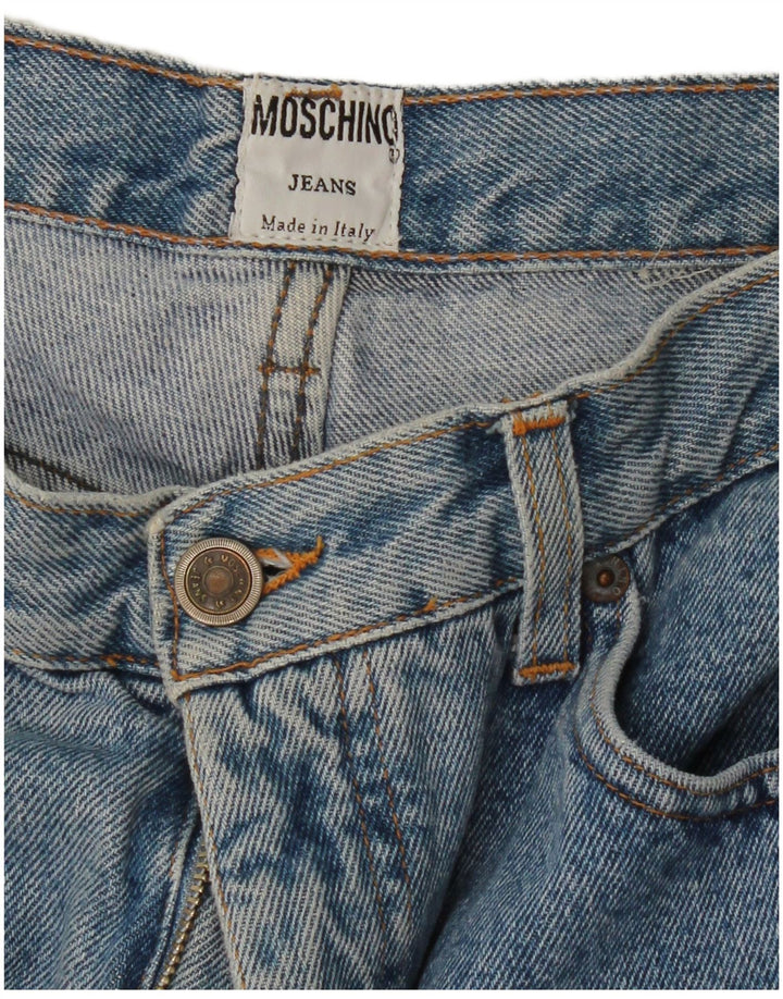 Jeans cônicos femininos Moschino W28 L30 azul