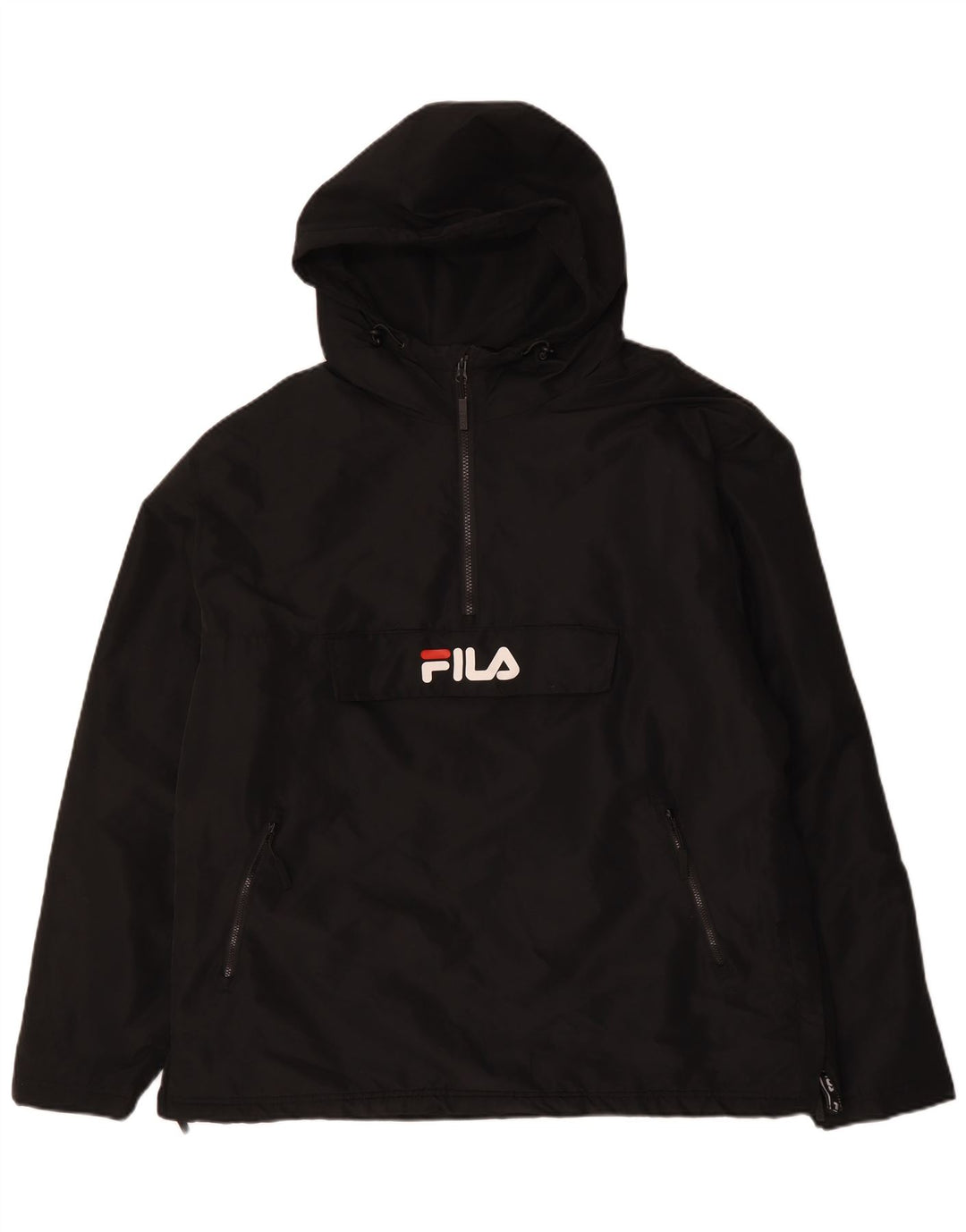 Jaqueta Anorak masculina com capuz gráfico FILA UK 42 XL poliéster preto