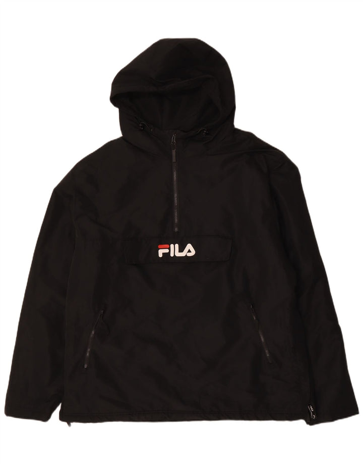 Jaqueta Anorak masculina com capuz gráfico FILA UK 42 XL poliéster preto