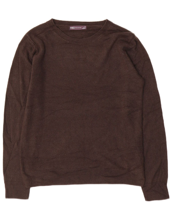 Suéter feminino Marks & Spencer com gola canoa Reino Unido 10 pequeno acrílico marrom