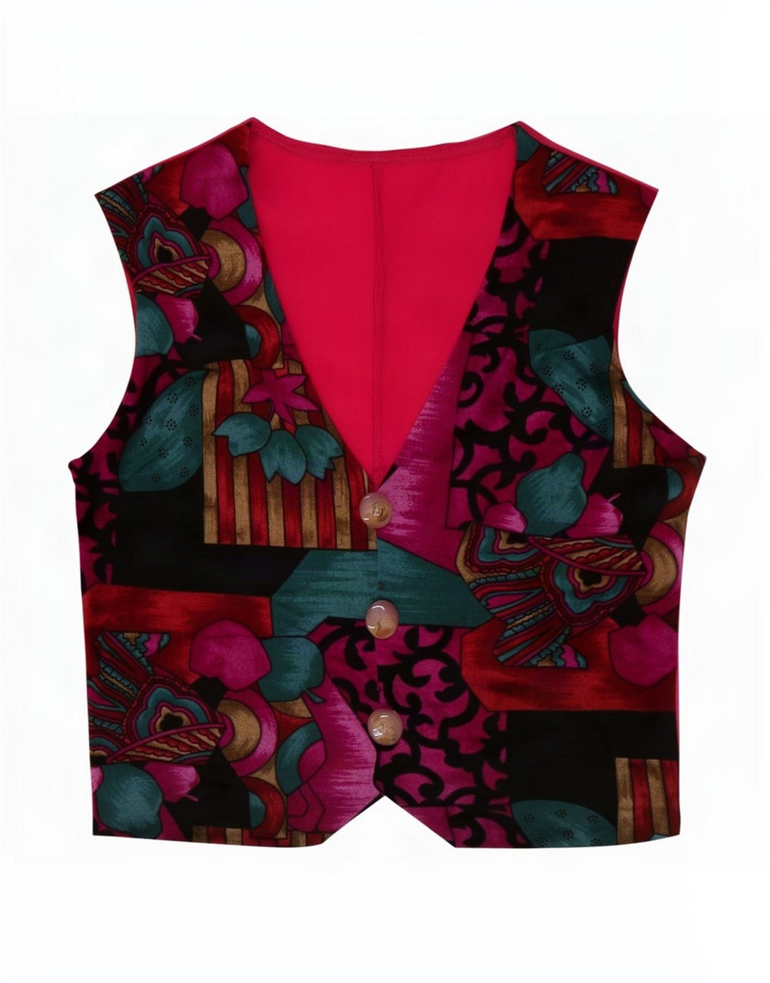 Colete feminino vintage UK 10 pequenos retalhos multicoloridos