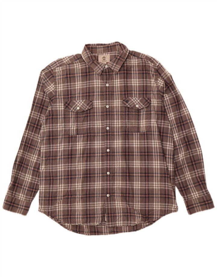 Camisa masculina Regular Fit TIMBERLAND XL algodão xadrez cinza