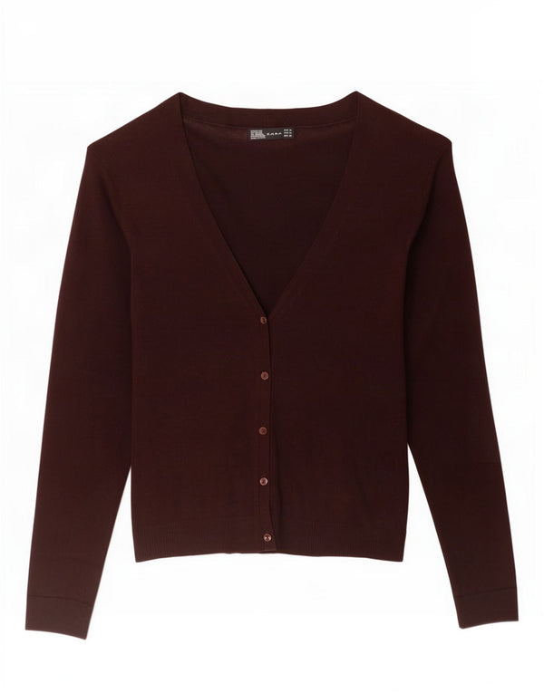 Suéter cardigã feminino Zara UK 18 XL marrom rayon