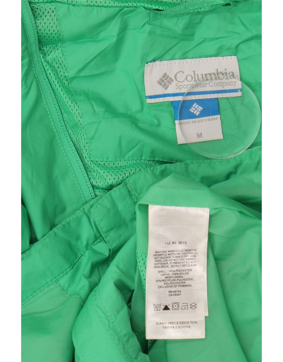 Jaqueta de chuva feminina com capuz Columbia UK 14 poliéster verde médio