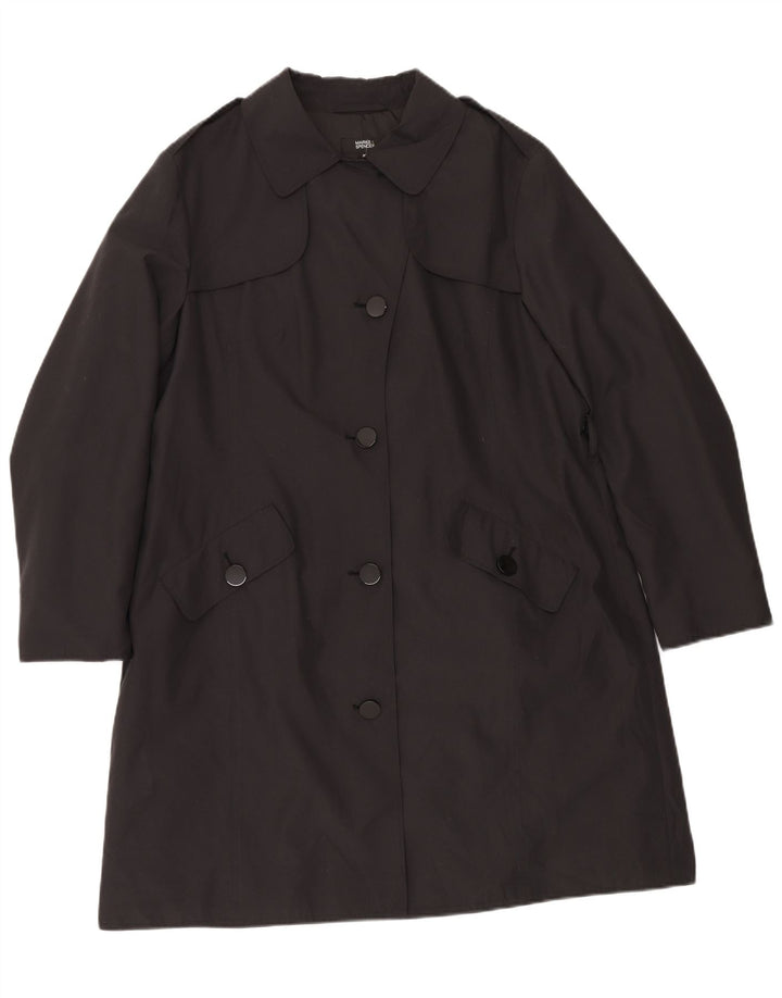 Casaco impermeável feminino Marks & Spencer UK 20 2XL preto poliéster
