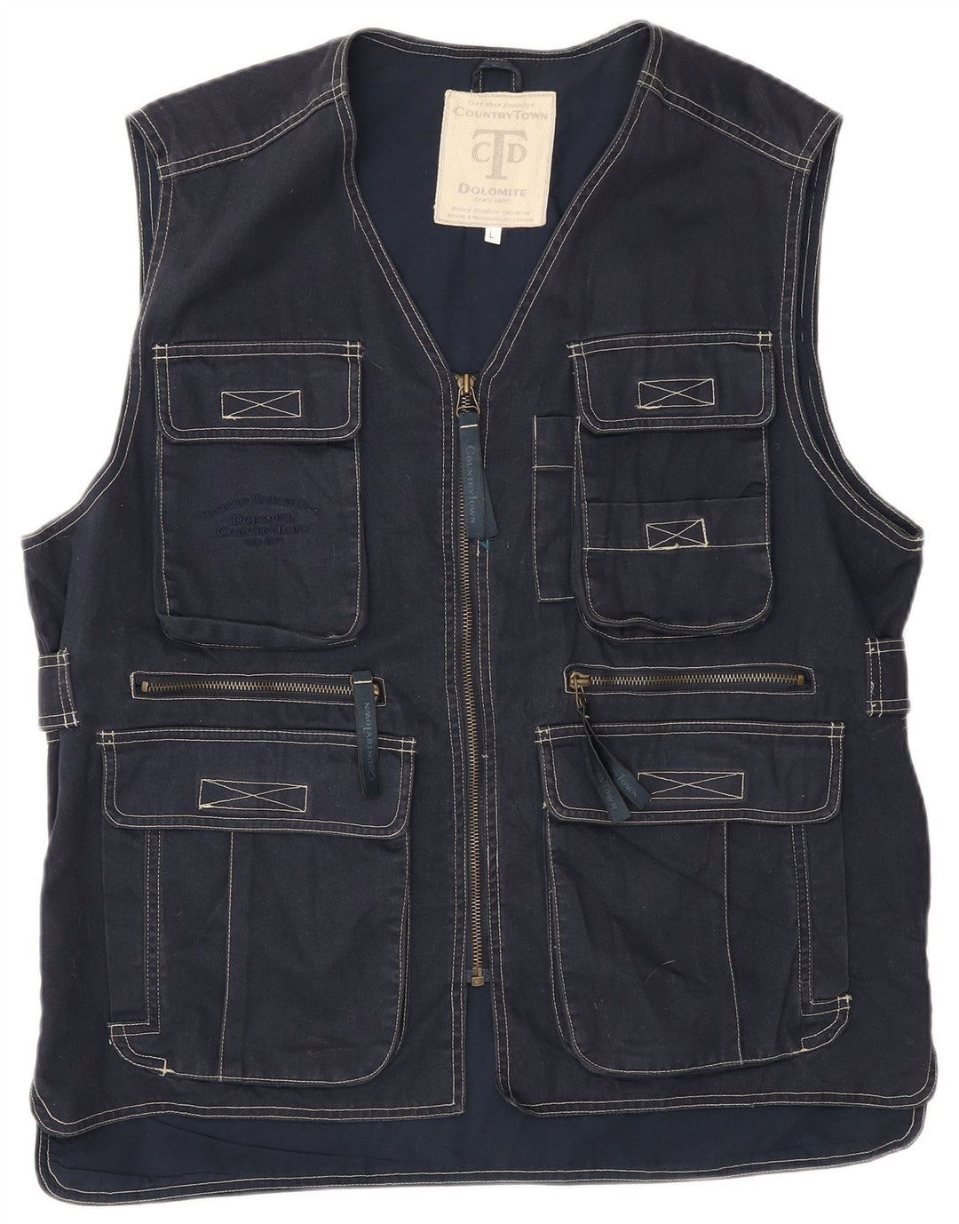 Colete utilitário masculino Dolomite UK 40 grande algodão azul marinho