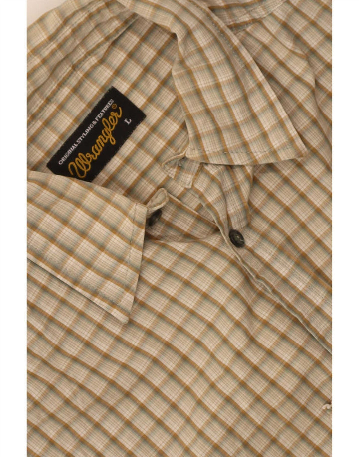 Wrangler Camisa masculina grande xadrez bege
