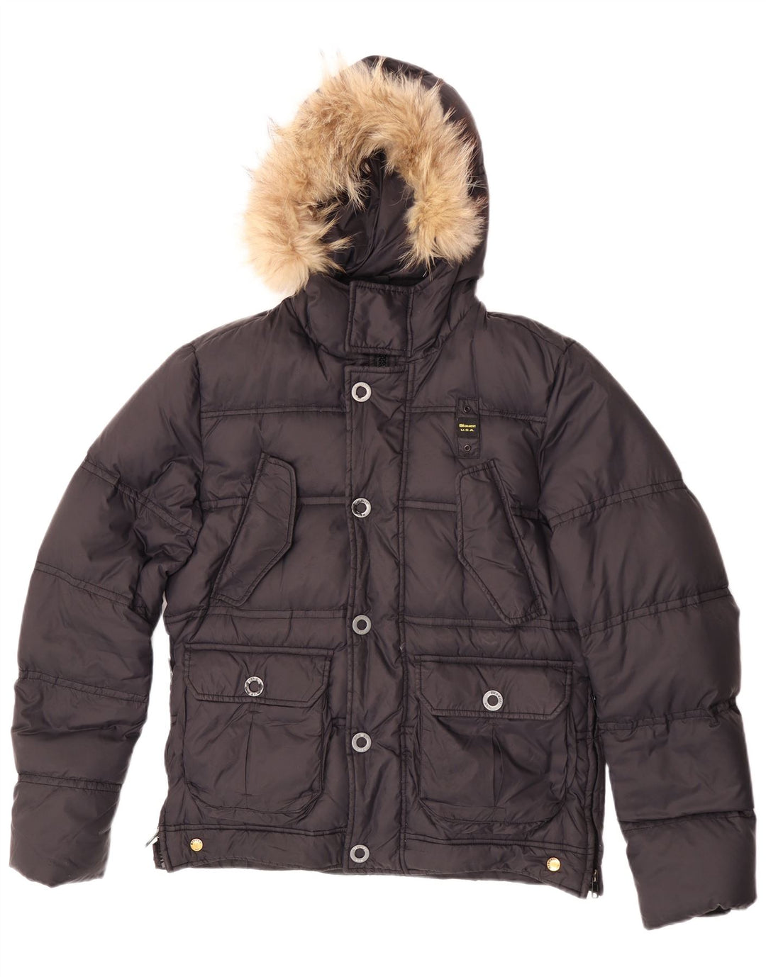 Jaqueta masculina acolchoada com capuz Blauer UK 38 nylon preto médio