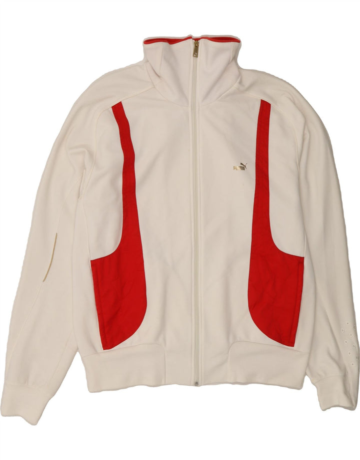 PUMA Womens Tracksuit Top Jacket UK 20 2XL White Colourblock Cotton Vintage Puma and Second-Hand Puma from Messina Hembry 