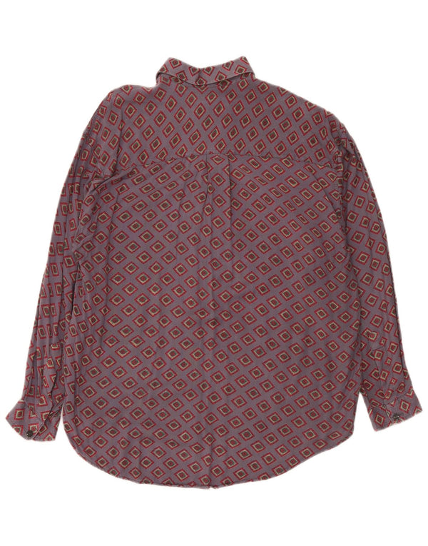 Camisa masculina Orso Poeta média roxa viscose geométrica