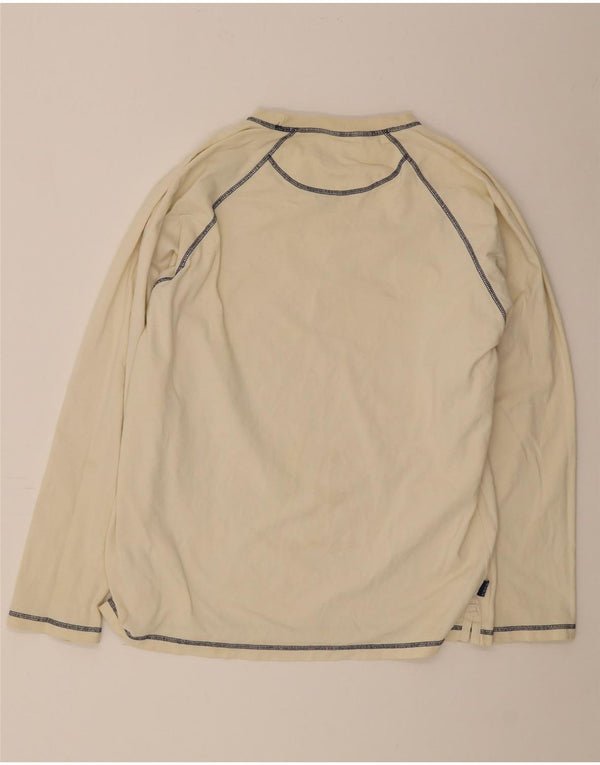 Crew Clothing Mens Gráfico Top Manga Longa Grande Off White Algodão