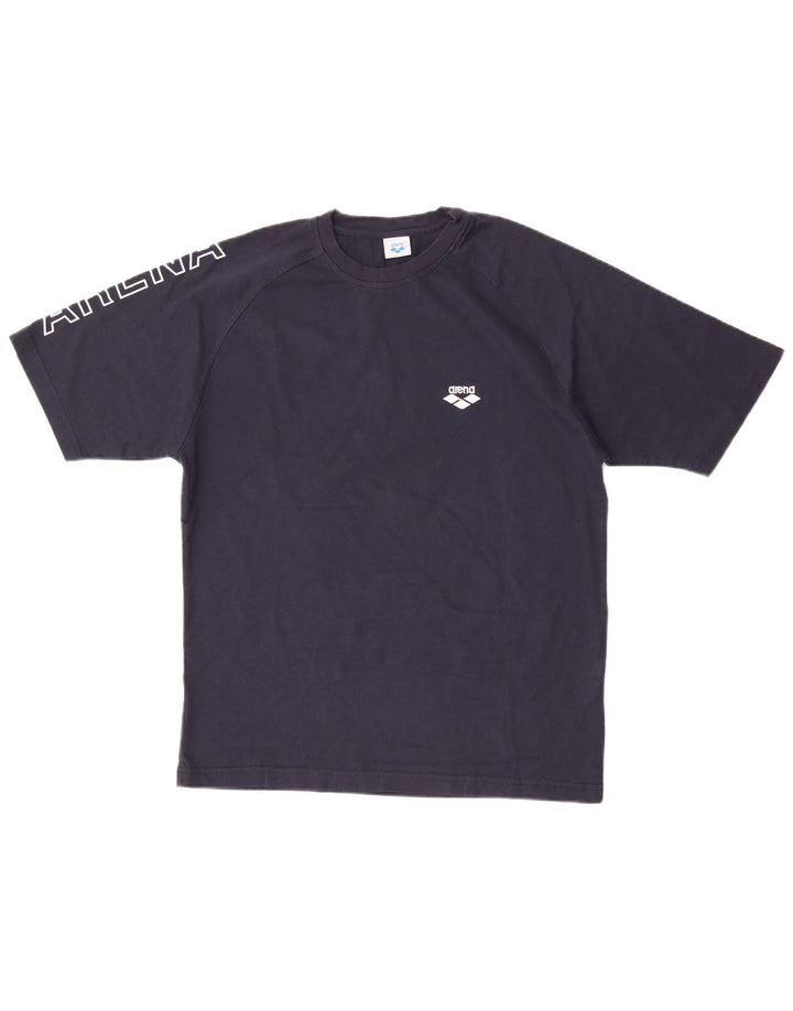 Arena Camiseta masculina gráfica Top médio algodão azul marinho