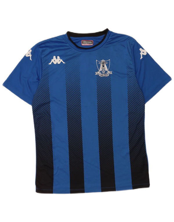Kappa Mens Leeds United FC Camisa de futebol gráfica grande listrada azul