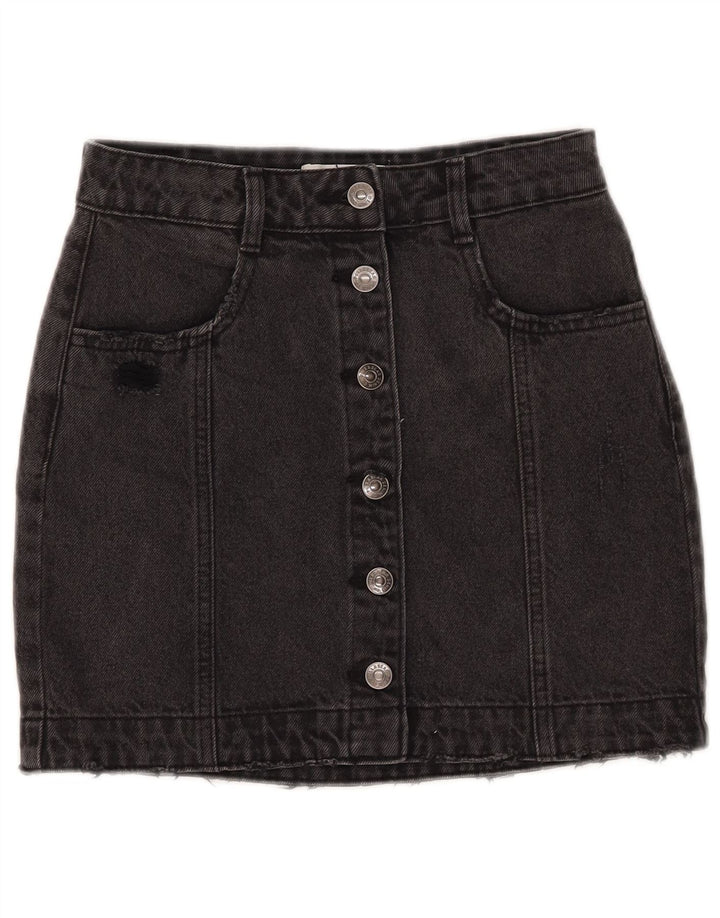 Saia jeans feminina PULL & BEAR pequena W26 algodão preto