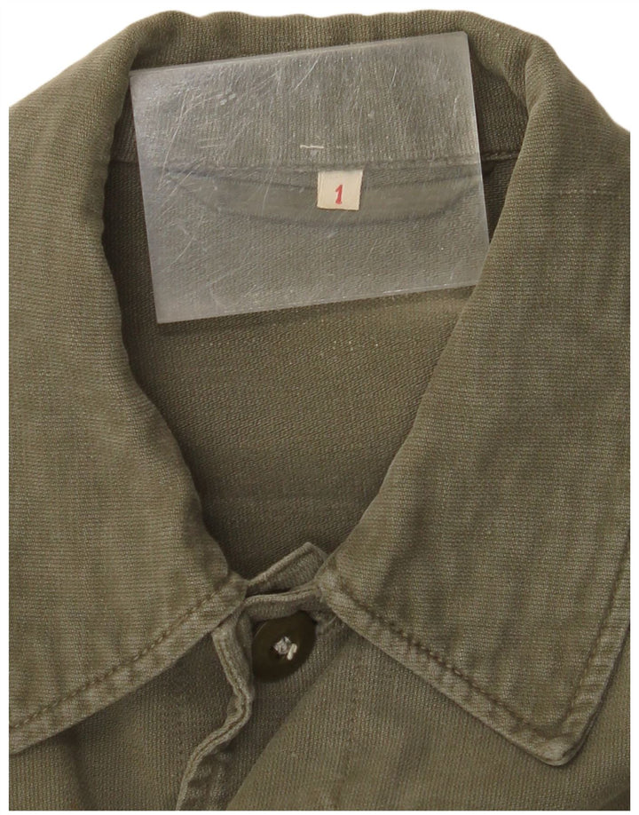 Jaqueta militar masculina vintage UK 36 pequena cáqui