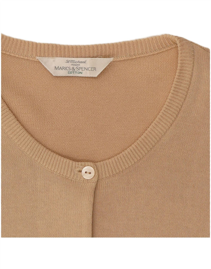 Suéter cardigã feminino Marks & Spencer Reino Unido 12 algodão bege médio