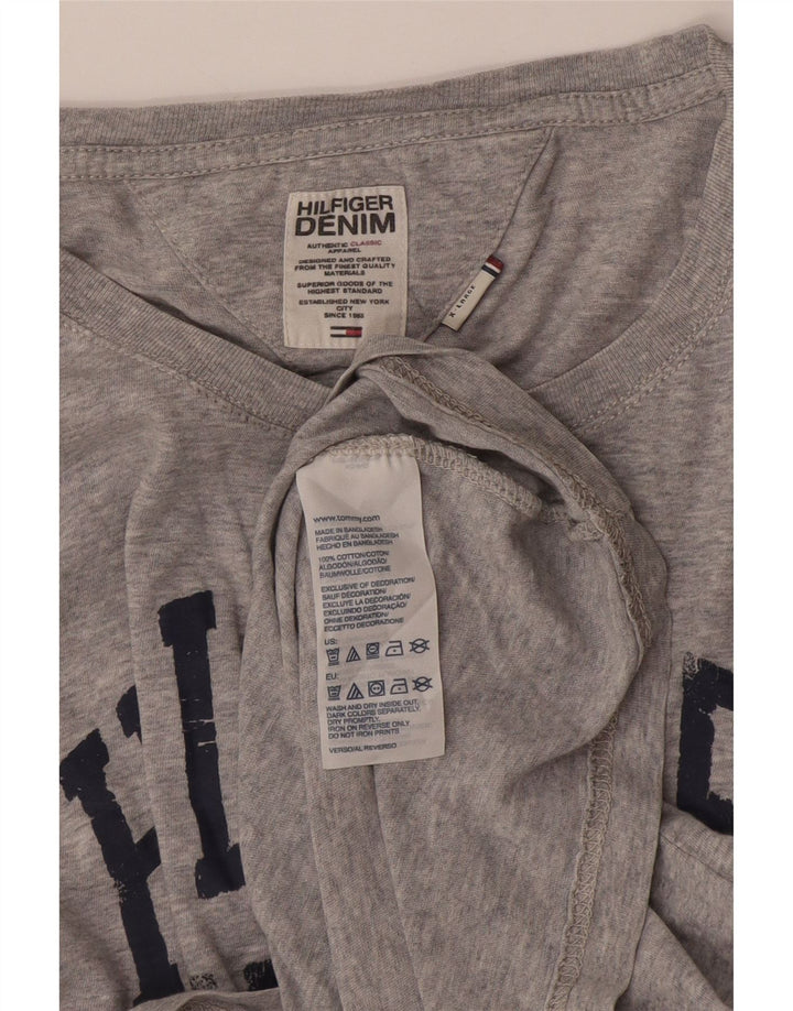 Tommy Hilfiger Camiseta masculina gráfica manga comprida XL algodão cinza