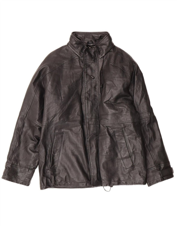 Jaqueta masculina de couro com capuz CONBIPEL IT 46 pequena couro preto